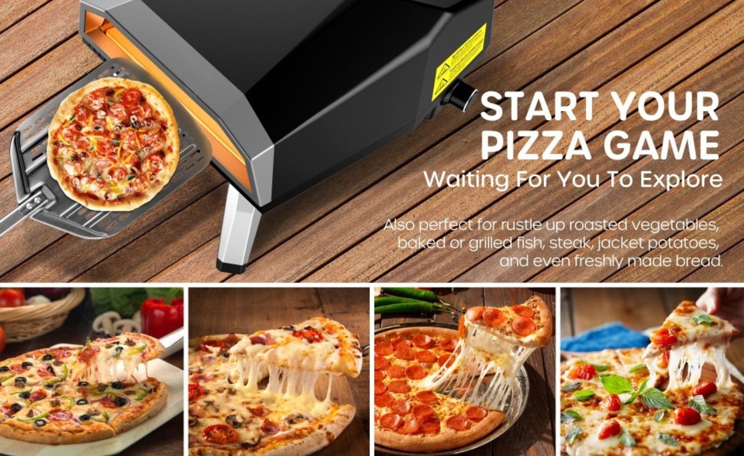 Versatile outdoor cooking — pizza, vegetables, fish and more